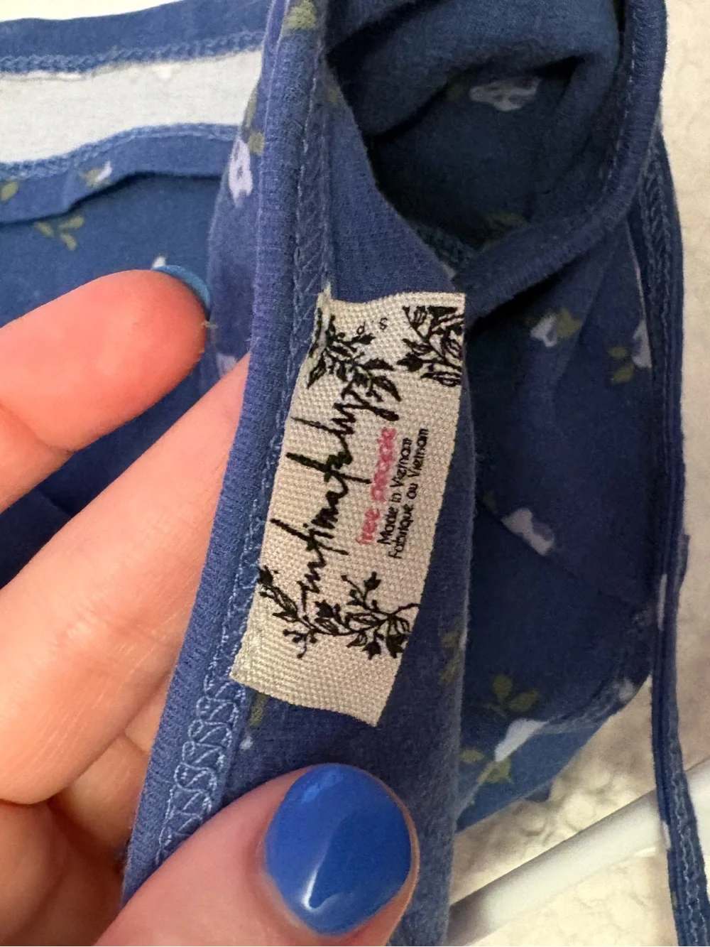Free People Staycation Printed Cami Blue Floral Size Small